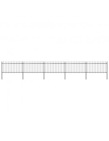 Recinzione da Giardino con Punta a Lancia Acciaio 8,5x1m Nera