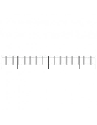 Recinzione da Giardino Punta a Lancia 10,2x1 m Acciaio Nero