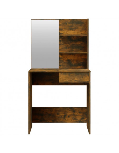 Set Tavolo da Toeletta Rovere Fumo 74,5x40x141 cm
