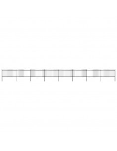 Recinzione da Giardino con Punta a Lancia Acciaio 13,6x1 m Nera 2