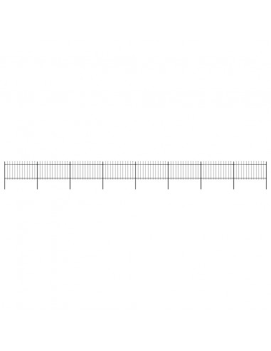 Recinzione da Giardino con Punta a Lancia Acciaio 13,6x1 m Nera