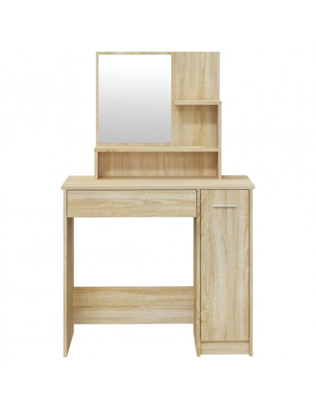 Set Tavolo da Toeletta Rovere Sonoma 86,5x35x136 cm