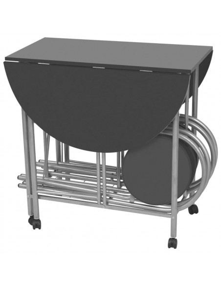 Set Tavolo e Sedie 5 pz Pieghevoli in MDF Nero