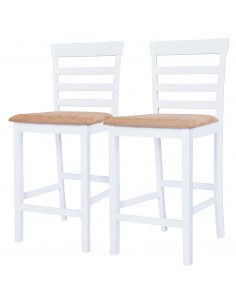 Set Tavolo e Sedie da Bar 3 pz Legno Massello Marrone e Bianco