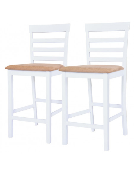 Set Tavolo e Sedie da Bar 3 pz Legno Massello Marrone e Bianco