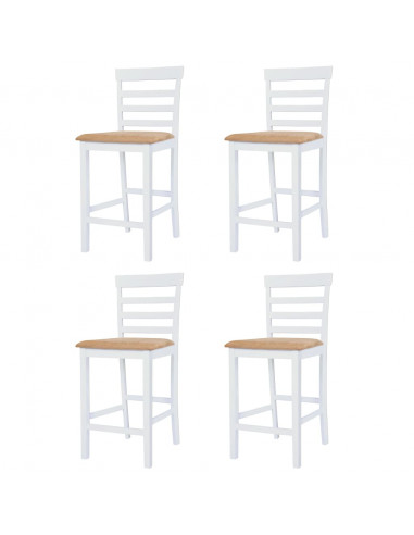 Set Tavolo e Sedie da Bar 5 pz Legno Massello Marrone e Bianco