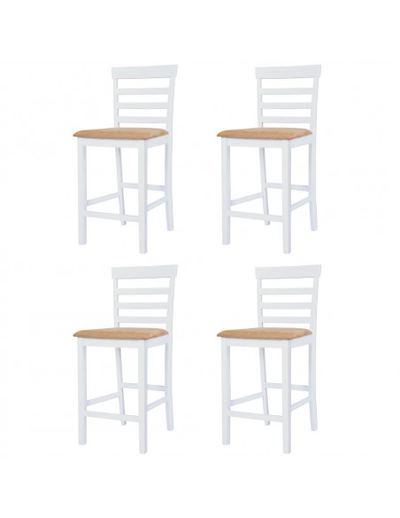 Set Tavolo e Sedie da Bar 5 pz Legno Massello Marrone e Bianco