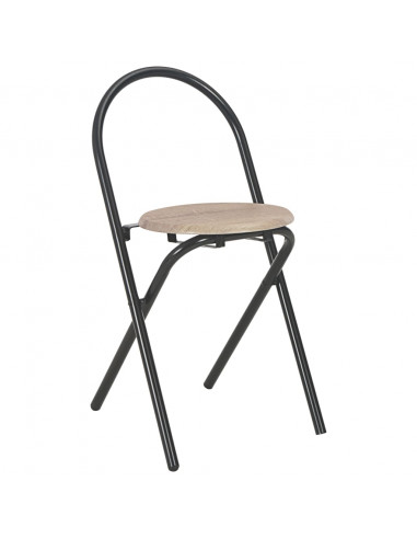 Set Tavolo e Sedie Pieghevoli con Scaffale 3 pz MDF e Acciaio