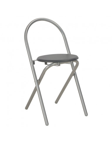 Set Tavolo e Sedie Pieghevoli con Scaffale 3pz MDF Acciaio Nero