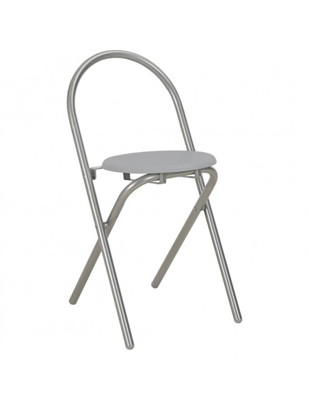 Set Tavolo e Sedie Pieghevoli Scaffale 3 pz MDF Acciaio Grigio