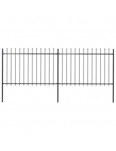 Recinzione Giardino con Punta a Lancia in Acciaio 3,4x1,2 m Nera 2