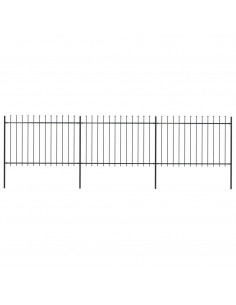 Recinzione da Giardino con Punta a Lancia Acciaio 5,1x1,2m Nera 2