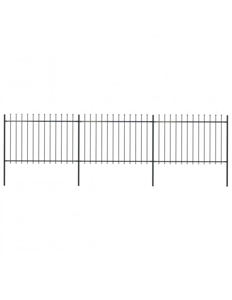 Recinzione da Giardino con Punta a Lancia Acciaio 5,1x1,2m Nera