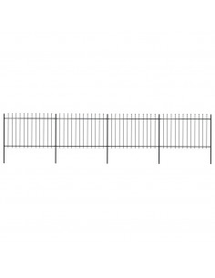 Recinzione da Giardino con Punta a Lancia Acciaio 6,8x1,2m Nera 2