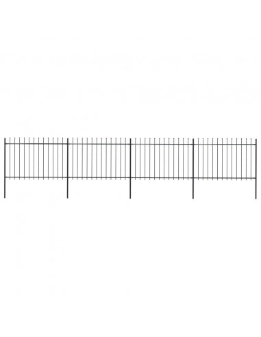 Recinzione da Giardino con Punta a Lancia Acciaio 6,8x1,2m Nera