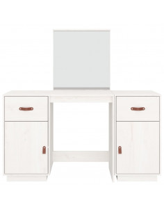 Set Toeletta con Specchio Bianco in Legno Massello di Pino