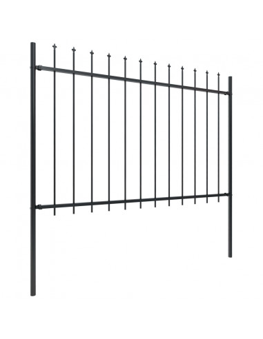Recinzione da Giardino con Punta a Lancia Acciaio 6,8x1,2m Nera
