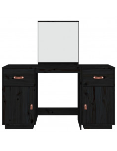 Set Toeletta con Specchio Nero in Legno Massello di Pino 2