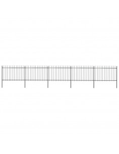 Recinzione Giardino con Punta a Lancia in Acciaio 8,5x1,2m Nera 2