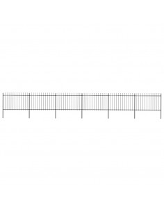 Recinzione da Giardino Punta a Lancia in Acciaio 10,2x1,2m Nera 2