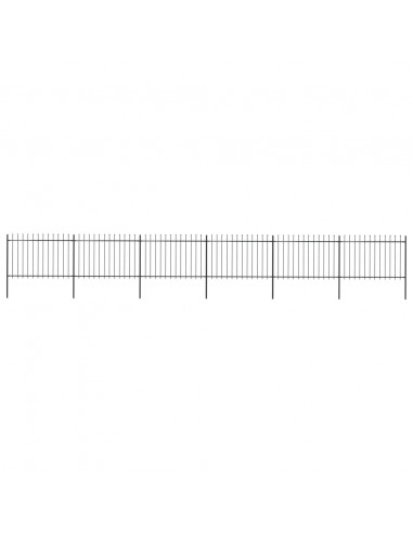 Recinzione da Giardino Punta a Lancia in Acciaio 10,2x1,2m Nera