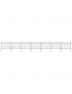 Recinzione Giardino Punta a Lancia in Acciaio 11,9x1,2 m Nera 2