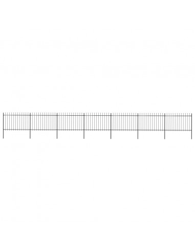 Recinzione Giardino Punta a Lancia in Acciaio 11,9x1,2 m Nera