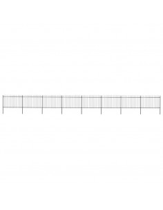 Recinzione Giardino con Punta a Lancia in Acciaio 13,6x1,2m Nera 2