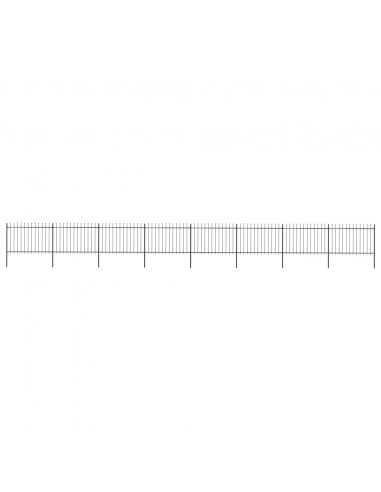 Recinzione Giardino con Punta a Lancia in Acciaio 13,6x1,2m Nera