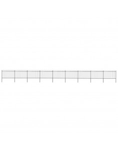 Recinzione da Giardino Punta a Lancia in Acciaio 15,3x1,2m Nera 2