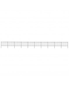 Recinzione da Giardino con Punta a Lancia Acciaio 17x1,2m Nera 2