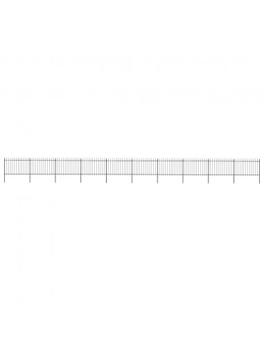 Recinzione da Giardino con Punta a Lancia Acciaio 17x1,2m Nera