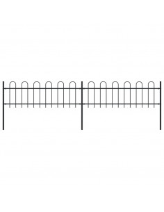 Recinzione Giardino con Punta Tonda in Acciaio 3,4x0,6m Nera 2