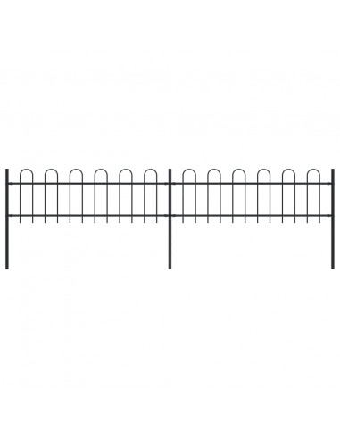Recinzione Giardino con Punta Tonda in Acciaio 3,4x0,6m Nera