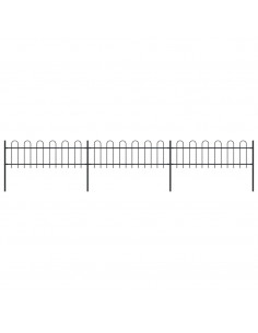 Recinzione da Giardino Punta Tonda in Acciaio 5,1x0,6m Nera 2