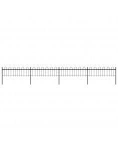 Recinzione da Giardino con Punta Tonda in Acciaio 6,8x0,6m Nera 2