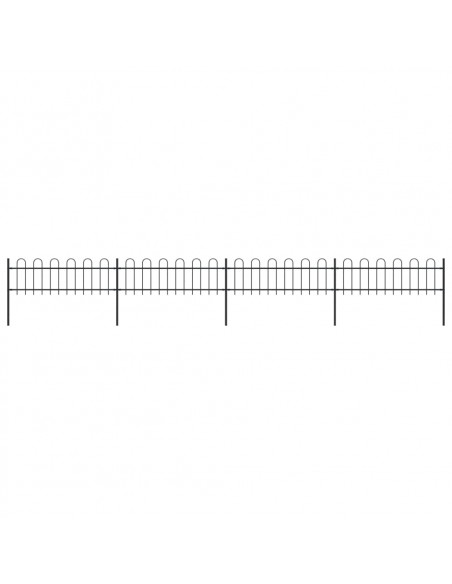 Recinzione da Giardino con Punta Tonda in Acciaio 6,8x0,6m Nera