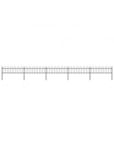 Recinzione da Giardino Punta Tonda 8,5x0,6 m Acciaio Nera