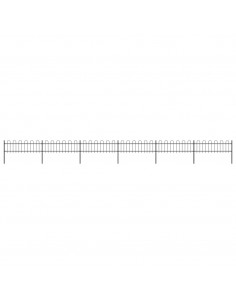 Recinzione da Giardino Punta Tonda in Acciaio 10,2x0,6 m Nera 2