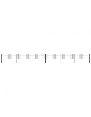 Recinzione da Giardino Punta Tonda in Acciaio 10,2x0,6 m Nera