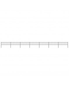 Recinzione da Giardino Punta Tonda in Acciaio 11,9x0,6 m Nera 2