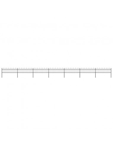 Recinzione da Giardino Punta Tonda in Acciaio 11,9x0,6 m Nera