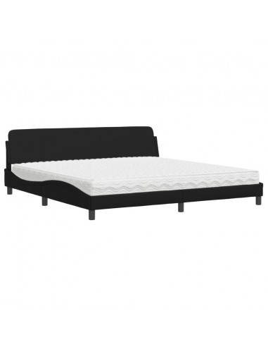 Letto con Materasso Nero 200x200 cm in Similpelle