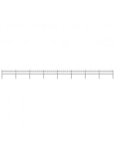 Recinzione da Giardino Punta Tonda in Acciaio 13,6x0,6m Nera