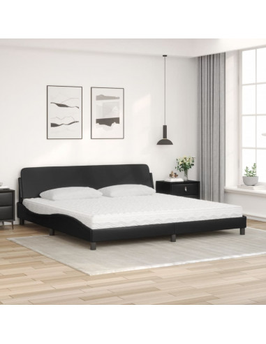 Letto con Materasso Nero 200x200 cm in Similpelle