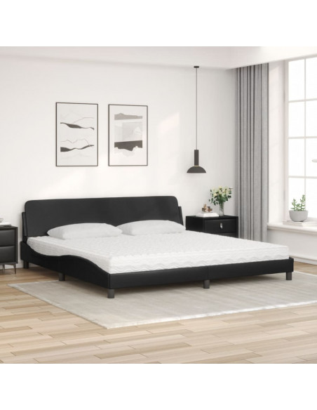 Letto con Materasso Nero 200x200 cm in Similpelle