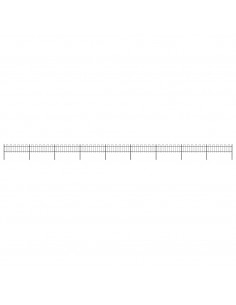 Recinzione Giardino con Punta Tonda in Acciaio 15,3x0,6m Nera 2