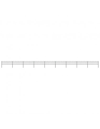 Recinzione Giardino con Punta Tonda in Acciaio 15,3x0,6m Nera