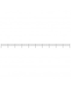 Recinzione da Giardino Punta Tonda in Acciaio 17x0,6m Nera 2