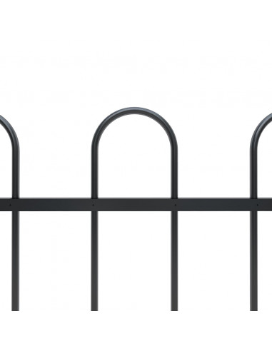 Recinzione da Giardino Punta Tonda in Acciaio 17x0,6m Nera
